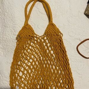 Billabong Mustard Knit Net Tote Bag